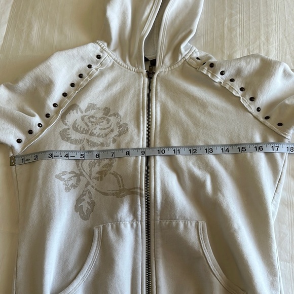 Hurley Full Zip Hoodie with Stud Details Off-White Jacket Size Small - Picture 7 of 12